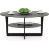 Furinno Jaya Simple Design Oval Coffee Table with Bin for Living Room, Walnut(French Oak Grey/Black)