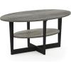 Furinno Jaya Simple Design Oval Coffee Table with Bin for Living Room, Walnut(French Oak Grey/Black)