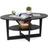 Furinno Jaya Simple Design Oval Coffee Table with Bin for Living Room, Walnut(Walnut)