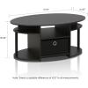 Furinno Jaya Simple Design Oval Coffee Table with Bin for Living Room, Walnut(Walnut Black/Black/Black)