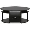 Furinno Jaya Simple Design Oval Coffee Table with Bin for Living Room, Walnut(Walnut Black/Black/Black)