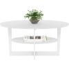 Furinno Jaya Simple Design Oval Coffee Table with Bin for Living Room, Walnut(White)