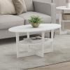 Furinno Jaya Simple Design Oval Coffee Table with Bin for Living Room, Walnut(White)