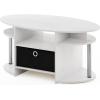 Furinno Jaya Simple Design Oval Coffee Table with Bin for Living Room, Walnut(White Oak/Chrome/Black)