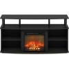 Furinno Jensen Farmhouse Barn Door Fireplace Stand with Storage Cabinet for TV up to 60 Inch, Rustic Brown(Americano)