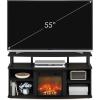 Furinno Jensen Farmhouse Barn Door Fireplace Stand with Storage Cabinet for TV up to 60 Inch, Rustic Brown(Americano)