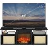 Furinno Jensen Farmhouse Barn Door Fireplace Stand with Storage Cabinet for TV up to 60 Inch, Rustic Brown(Americano/Chrome)