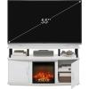 Furinno Jensen Farmhouse Barn Door Fireplace Stand with Storage Cabinet for TV up to 60 Inch, Rustic Brown(Plain White/Black)