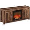 Furinno Jensen Farmhouse Barn Door Fireplace Stand with Storage Cabinet for TV up to 60 Inch, Rustic Brown(Rustic Brown)