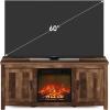 Furinno Jensen Farmhouse Barn Door Fireplace Stand with Storage Cabinet for TV up to 60 Inch, Rustic Brown(Rustic Brown)