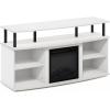 Furinno Jensen Farmhouse Barn Door Fireplace Stand with Storage Cabinet for TV up to 60 Inch, Rustic Brown(Solid White)