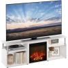 Furinno Jensen Farmhouse Barn Door Fireplace Stand with Storage Cabinet for TV up to 60 Inch, Rustic Brown(White Oak/Chrome)