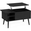 Furinno Jensen Living Room Wooden Leg Lift Top Coffee Table With Hidden Compartment and Side Open Storage Shelf, French Oak Grey(Americano)