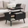 Furinno Jensen Living Room Wooden Leg Lift Top Coffee Table With Hidden Compartment and Side Open Storage Shelf, French Oak Grey(Americano)