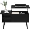 Furinno Jensen Living Room Wooden Leg Lift Top Coffee Table With Hidden Compartment and Side Open Storage Shelf, French Oak Grey(Americano)
