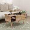 Furinno Jensen Living Room Wooden Leg Lift Top Coffee Table With Hidden Compartment and Side Open Storage Shelf, French Oak Grey(Flagstaff Oak)