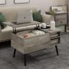 Furinno Jensen Living Room Wooden Leg Lift Top Coffee Table With Hidden Compartment and Side Open Storage Shelf, French Oak Grey(French Oak Grey)