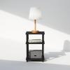 Furinno Just 3-Tier Turn-N-Tube Open Storage Nightstand, 1-Pack, Plastic Poles, Americano/Black(Americano/Black)