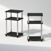 Furinno Just 3-Tier Turn-N-Tube Open Storage Nightstand, 1-Pack, Plastic Poles, Americano/Black(Americano/Stainless Steel)