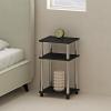 Furinno Just 3-Tier Turn-N-Tube Open Storage Nightstand, 1-Pack, Plastic Poles, Americano/Black(Americano/Stainless Steel)