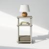 Furinno Just 3-Tier Turn-N-Tube Open Storage Nightstand, 1-Pack, Plastic Poles, Americano/Black(Sonoma Oak/White)