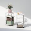 Furinno Just 3-Tier Turn-N-Tube Open Storage Nightstand, 1-Pack, Plastic Poles, Americano/Black(White Oak/Stainless Steel)