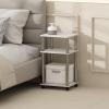 Furinno Just 3-Tier Turn-N-Tube Open Storage Nightstand, 1-Pack, Plastic Poles, Americano/Black(White Oak/Stainless Steel)
