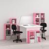 Furinno LUDER Book Shelf, 3-Cube Bookshelf, Bookcase with Open Shelves, 9.3 x 12 x 31.5, for Living Room, Bedroom, Home Office, White(White/Pink)