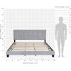 Furinno Laval Bed Frame, King Size Bedframe with Button Tufted Headboard, Upholstered Bed with Legs, 12pcs Wooden Slat Support, Easy Assembly, for Bedroom, Dorm, Light Grey