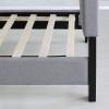Furinno Laval Double Row Nail Head Upholstered Platform Bed Frame, Queen, Linen(Glacier)