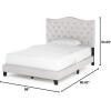 Furinno Lille Bed Frame, Full Size Bedframe with Button Tufted Headboard, Upholstered Bed with Legs, No Box Spring Needed, 12pcs Wooden Slat Support, Easy Assembly, for Bedroom, Dorm, Light Beige