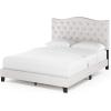 Furinno Lille Bed Frame, Queen Size Bedframe with Button Tufted Headboard, Bed with Legs, 12pcs Wooden Slat Support, Easy Assembly, for Bedroom, Dorm, Light Beige