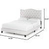Furinno Lille Bed Frame, Queen Size Bedframe with Button Tufted Headboard, Bed with Legs, 12pcs Wooden Slat Support, Easy Assembly, for Bedroom, Dorm, Light Beige
