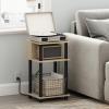 Furinno Moretti Side Table, 3-Tier End Table with Charging Station, Metal Frame Night Stand, Bedside Table with USB and Type-C Charging Port, for Living Room, Bedroom, Bauhaus Oak(Bauhaus Oak/Black)