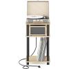 Furinno Moretti Side Table, 3-Tier End Table with Charging Station, Metal Frame Night Stand, Bedside Table with USB and Type-C Charging Port, for Living Room, Bedroom, Bauhaus Oak(Bauhaus Oak/Black)