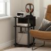 Furinno Moretti Side Table, 3-Tier End Table with Charging Station, Metal Frame Night Stand, Bedside Table with USB and Type-C Charging Port, for Living Room, Bedroom, Bauhaus Oak(Espresso/Black)