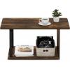 Furinno Simple Design Coffee Table, French Oak Grey/Black(Amber Pine/Black)