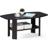 Furinno Simple Design Coffee Table, French Oak Grey/Black(Dark Walnut)