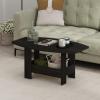 Furinno Simple Design Coffee Table, French Oak Grey/Black(Espresso)