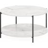 Furinno Simple Design Coffee Table, French Oak Grey/Black(Marble White/Black)