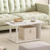 Furinno Simple Design Coffee Table, French Oak Grey/Black(White/White)