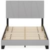 Furinno Skylar Bed Frame, Twin Size Bedframe with Geometric Design Upholstered Headboard, Bed with Adjustable Headboard, No Box Spring Needed, 12pcs Wooden Slat Support, for Bedroom, Dorm, Glacier(Full)