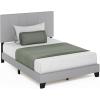 Furinno Skylar Bed Frame, Twin Size Bedframe with Geometric Design Upholstered Headboard, Bed with Adjustable Headboard, No Box Spring Needed, 12pcs Wooden Slat Support, for Bedroom, Dorm, Glacier(Full)
