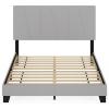 Furinno Skylar Bed Frame, Twin Size Bedframe with Geometric Design Upholstered Headboard, Bed with Adjustable Headboard, No Box Spring Needed, 12pcs Wooden Slat Support, for Bedroom, Dorm, Glacier(Queen)