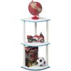 Furinno TURN-N-TUBE Corner Shelf, 3-Tier Corner Bookshelf, Display Storage Shelves with Open Shelves, for Organization and Storage, Living Room, Home Office, Garage, Amber Pine(Light Blue/White)