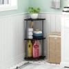 Furinno TURN-N-TUBE Corner Shelf, 3-Tier Corner Bookshelf, Display Storage Shelves with Open Shelves, for Organization and Storage, Living Room, Home Office, Garage, Amber Pine(Black/Grey)