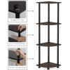 Furinno TURN-N-TUBE Corner Shelf, 3-Tier Corner Bookshelf, Display Storage Shelves with Open Shelves, for Organization and Storage, Living Room, Home Office, Garage, Amber Pine(Dark Brown Grain/Black)