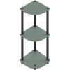 Furinno TURN-N-TUBE Corner Shelf, 3-Tier Corner Bookshelf, Display Storage Shelves with Open Shelves, for Organization and Storage, Living Room, Home Office, Garage, Amber Pine(Sage Green/Black)