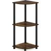 Furinno TURN-N-TUBE Corner Shelf, 3-Tier Corner Bookshelf, Display Storage Shelves with Open Shelves, for Organization and Storage, Living Room, Home Office, Garage, Amber Pine(Amber Pine/Black)