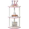 Furinno TURN-N-TUBE Corner Shelf, 3-Tier Corner Bookshelf, Display Storage Shelves with Open Shelves, for Organization and Storage, Living Room, Home Office, Garage, Amber Pine(Pink/White)